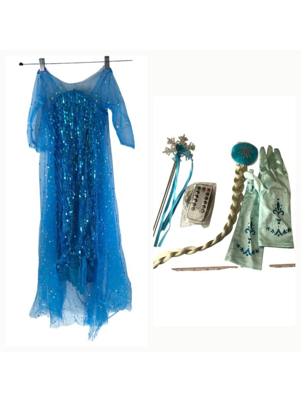 Elsa Frozen Princess Sparkle Costume Set For Girls Dress Accessories Blue 4T